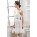 White Strapless Cocktail Dress Shiny Multicolor Stone Belt - Ref C570 - 05