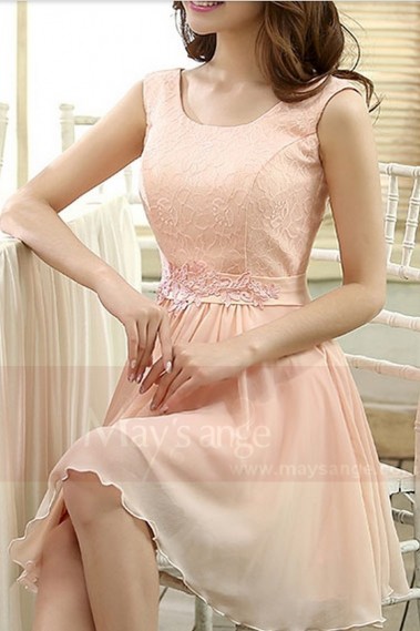 robe de cocktail courte rose - C818 #1