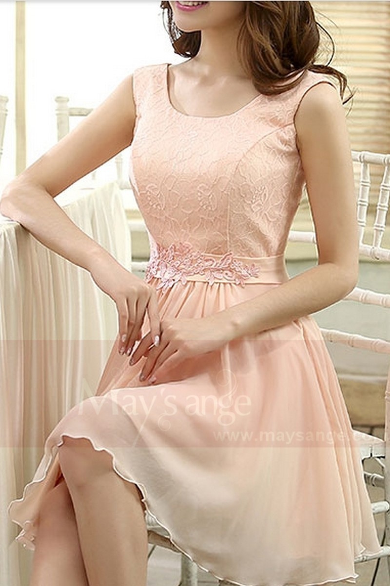 robe de cocktail courte rose - Ref C818 - 01