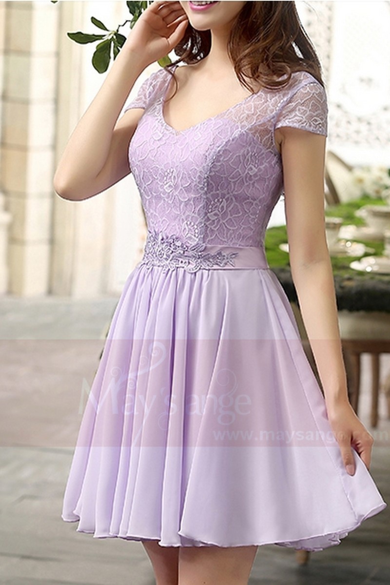 Light Purple Short Party Dress - Ref C819 - 01