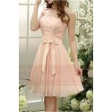 robe courte de cocktail rose - Ref C820 - 02