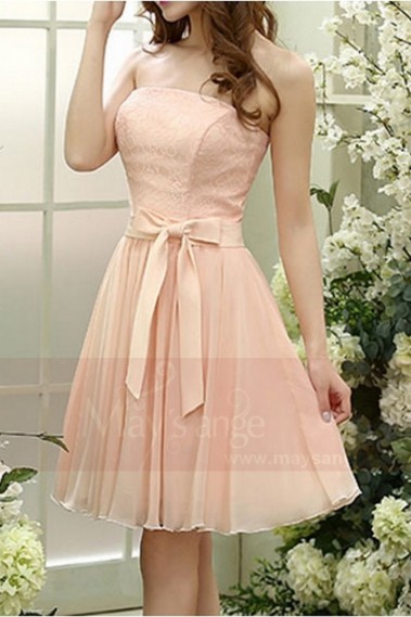 robe courte de cocktail rose - C820 #1