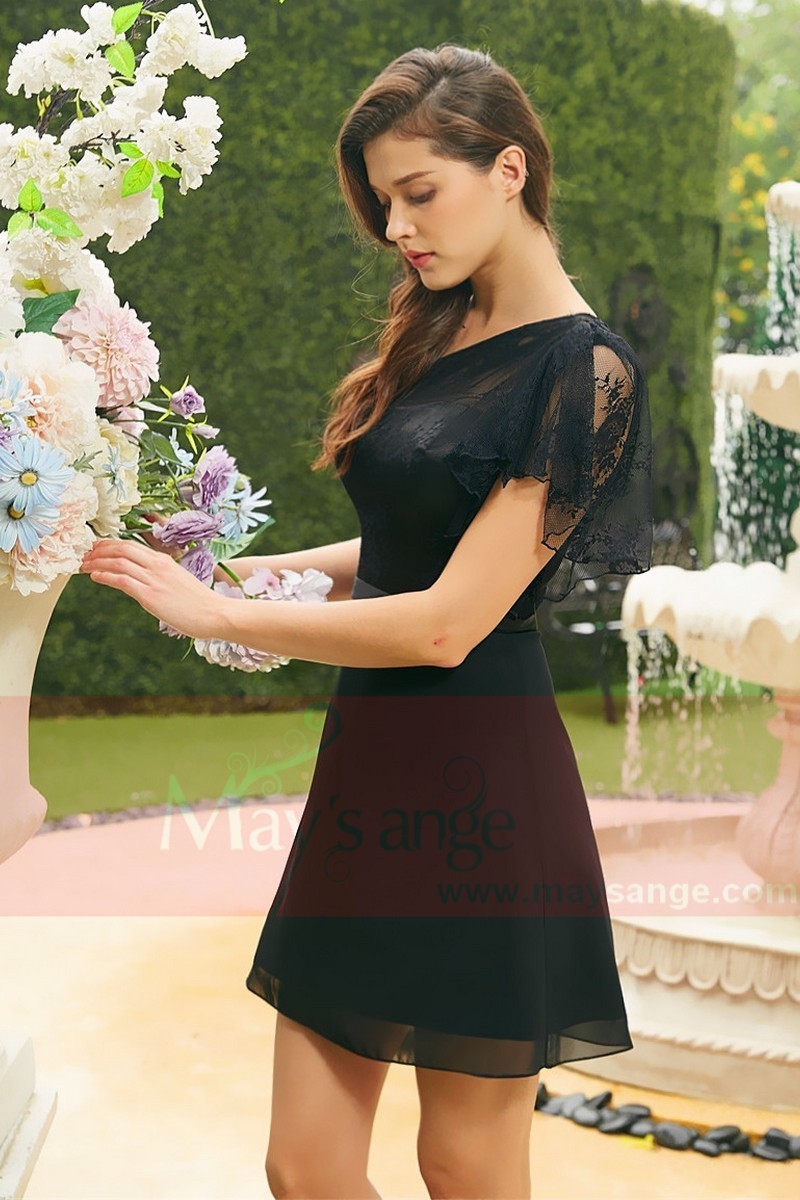 Black  Cocktail dress chic a lace pretty cuff A vosge - Ref C822 - 01