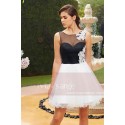 robe de soirée courte blanc et noire princesse sarah - Ref C824 - 03