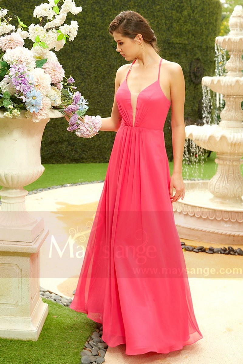 robe soirée fuschia belle coupe droit capu - Ref L780 - 01 robe soirée fuschia belle coupe droit capu - Ref L780 - 01