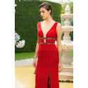Red celebrity dress sirene underlines chest and waist - Ref L781 - 02