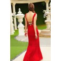 robe de soirée rouge sirene souligne dessous de la poitrine et la taille - Ref L781 - 05