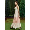 robe long de soiree rose nude avec un buste argente - Ref L782 - 02