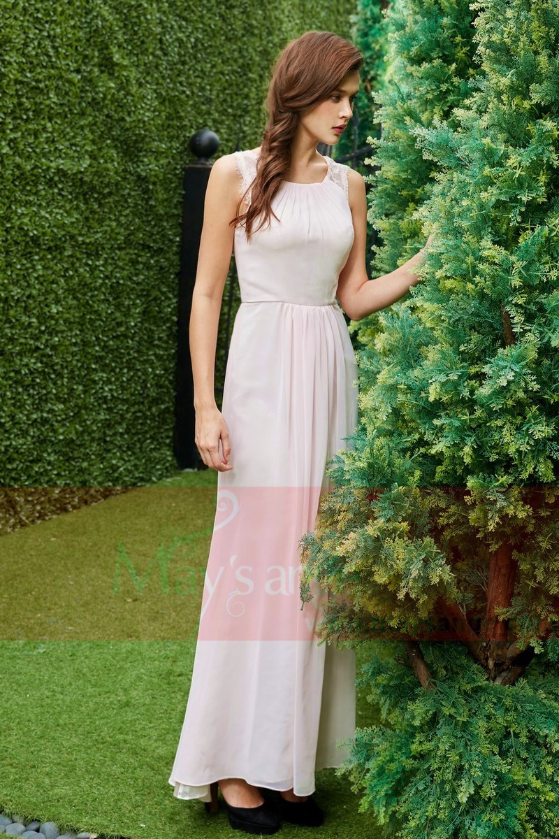 robe long simple et classe rose bretelles en dentelle - Ref L783 - 01 robe long simple et classe rose bretelles en dentelle - Ref L783 - 01