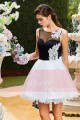 robe de soirée courte blanc et noire princesse sarah - Ref C824 - 05
