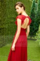 robe de soiree framboise  avec petite manchette belle coupe dos ouver benida - Ref L785 - 02