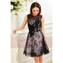 Black Lace Cocktail Dress- Two-Tone Dress - Ref C830 - 04