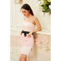 robe bustier rose ceinture noire et noeud de papillon  Peach Blossom - Ref C832 - 02