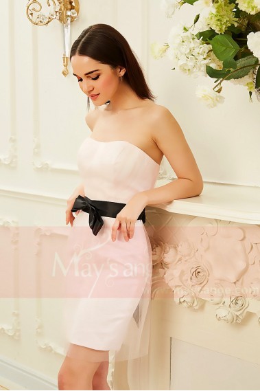 robe bustier rose ceinture noire et noeud de papillon  Peach Blossom - C832 #1