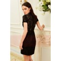 robe de cocktail noire en dentelle  col montant  belle  coupe ajuste - Ref C841 - 03