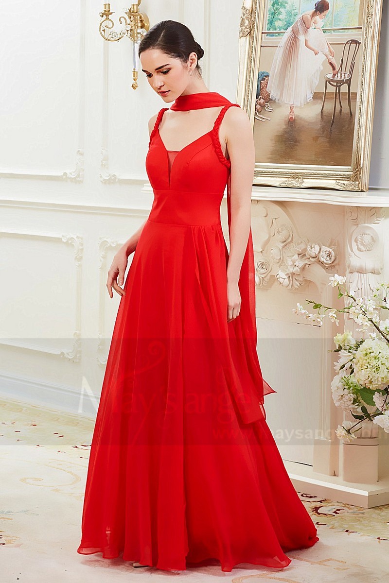 Robe de soiree Imperatrice Rouge Feu - Ref L788 - 01