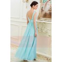 Robe de Soiree Longue en Mousseline fine Bleu Cyan - Ref L789 - 03