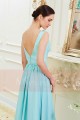 Robe de Soiree Longue en Mousseline fine Bleu Cyan - Ref L789 - 05