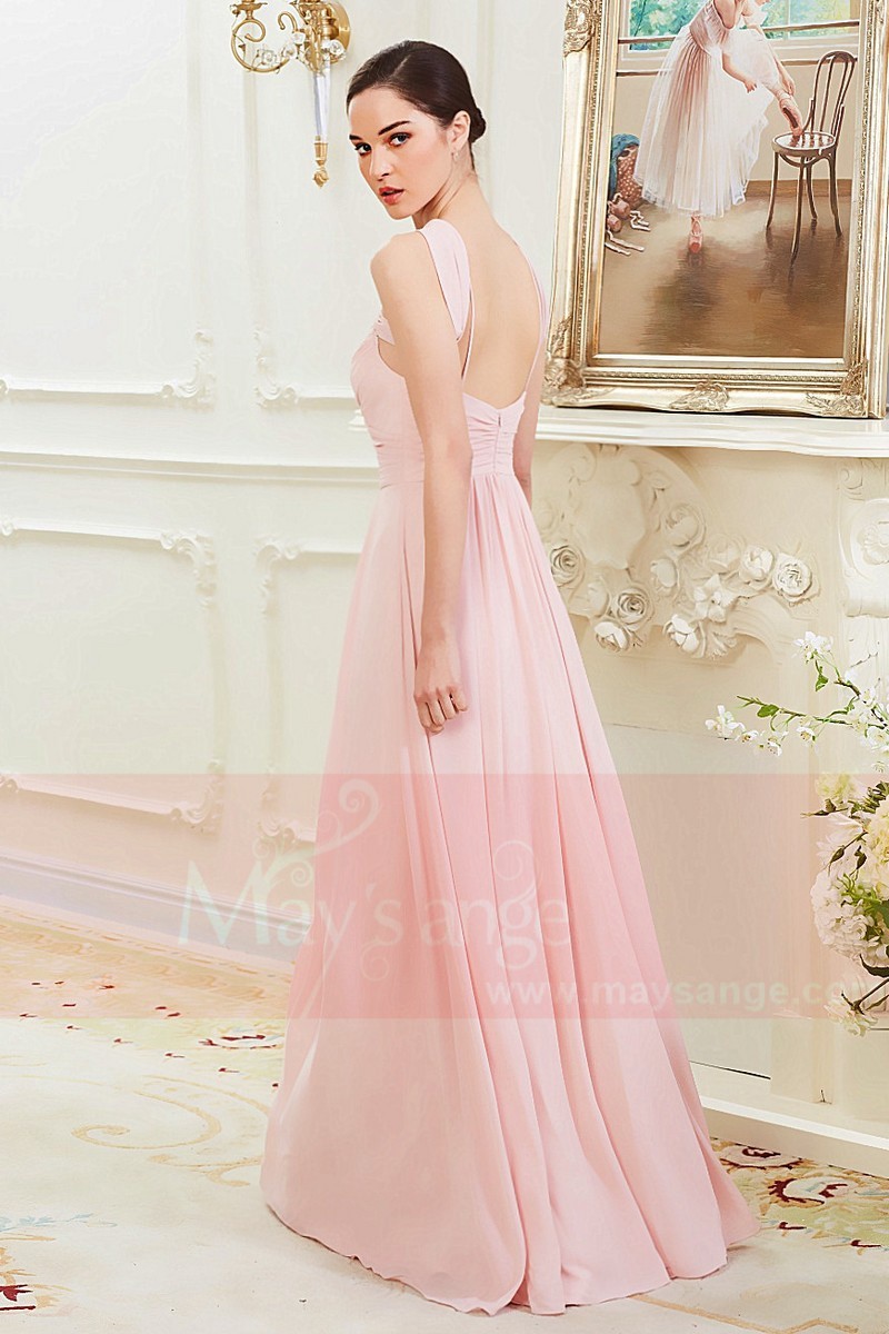 Long Pink Sexy Cocktail Dress With Crossed Straps - Ref L790 - 01
