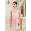 Robe de Soiree Rose Leger Sublime Bustier Croise - Ref L790 - 05