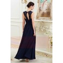 Robe Longue En Mousseline Legere Bleue Marine - Ref L793 - 02