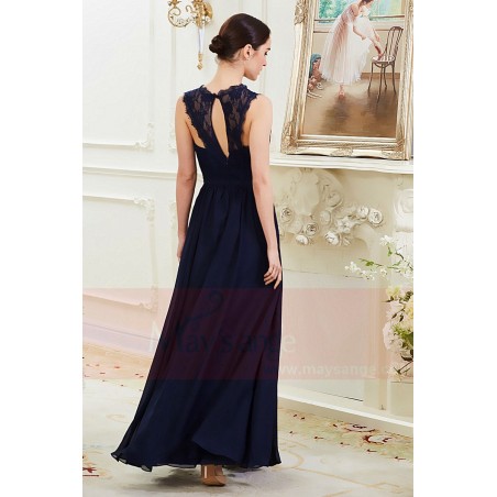 Robe Longue En Mousseline Legere Bleue Marine