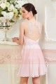 Lace Pink Cocktail Dress Crossed Back - Ref C847 - 03