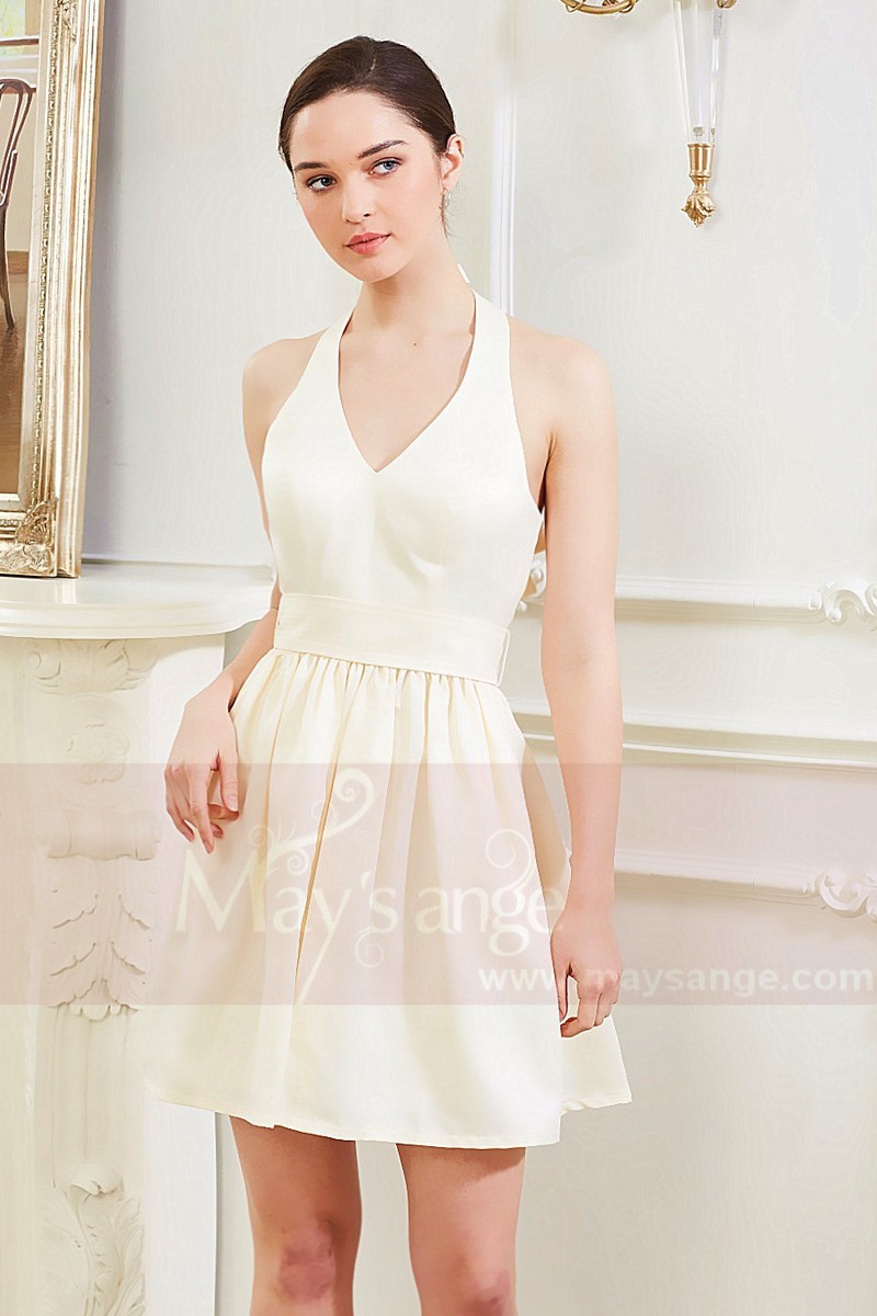 Robe Courte Sublime Champagne Satinee - Ref C848 - 01 Robe Courte Sublime Champagne Satinee - Ref C848 - 01