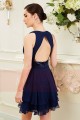 Robe du Soir Sexy en Mousseline Bleu Nuit Florale - Ref C850 - 03