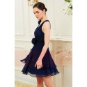 Robe du Soir Sexy en Mousseline Bleu Nuit Florale - Ref C850 - 05