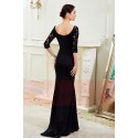 robe noire longue avec des manches en dentelle col bateau Maysange - Ref L799 - 02