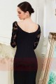 robe noire longue avec des manches en dentelle col bateau Maysange - Ref L799 - 04