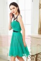 robe de cocktail vert turquoise orne de pierre noire trois foret - Ref C837 - 05