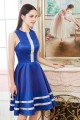 Short White And Royal Blue Cocktail Dress Satin - Ref C834 - 06