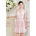 Lace Pink Cocktail Dress Crossed Back - Ref C847 - 02