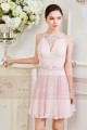 Lace Pink Cocktail Dress Crossed Back - Ref C847 - 02