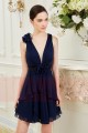 Sexy Evening Dress in Chiffon Blue Night  Floral - Ref C850 - 06