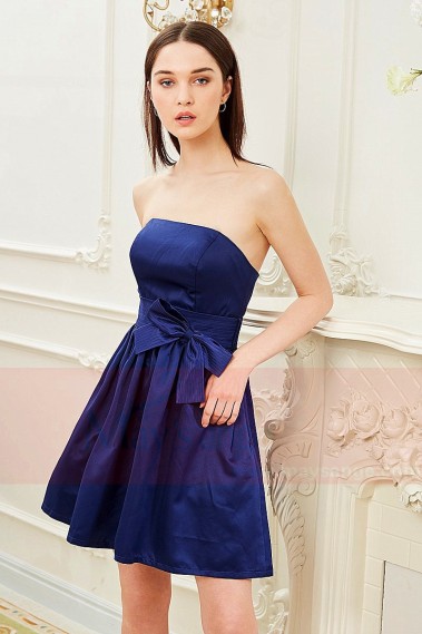 Strapless blue dress with a nice bow tie C843 - C843 #1