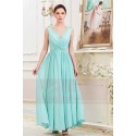 Robe de Soiree Longue en Mousseline fine Bleu Cyan - Ref L789 - 06