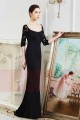 Long black dress with lace sleeves Maysange boat neck - Ref L799 - 03