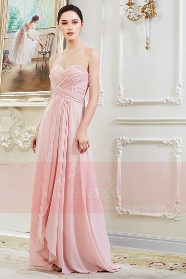 Robe Longue en Mousseline Fine Rose Pale - L792 #1