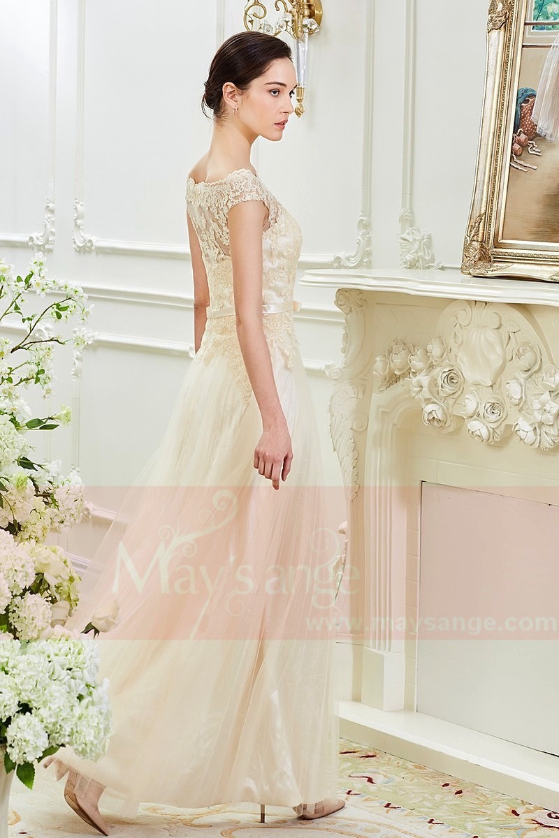 Champagne Long Dresses For women With Lace - Ref L798 - 01