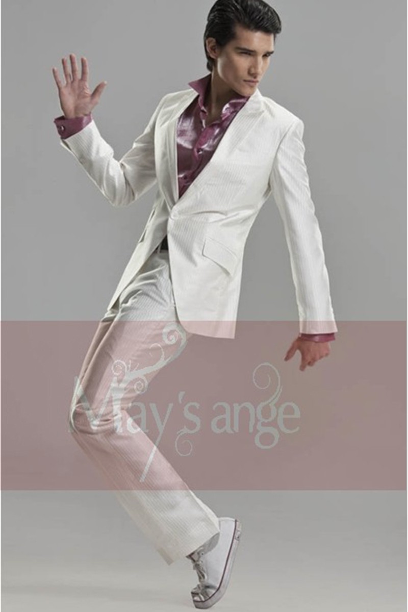 Costume Un Bouton Blanc - Ref MEN033 - 01 Costume Un Bouton Blanc - Ref MEN033 - 01
