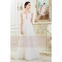 Simple Bridal Gown With Beautiful Flowers On her Deep Neck - Ref M369 - 03