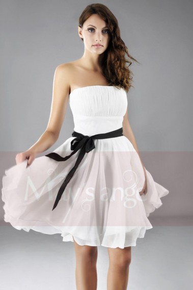 Strapless Short Party Dress With Black Belt - C111 #1