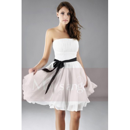 Strapless Short Party Dress With Black Belt