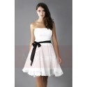 Strapless Short Party Dress With Black Belt - Ref C111 - 04