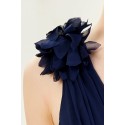 Robe du Soir Sexy en Mousseline Bleu Nuit Florale - Ref C850 - 07