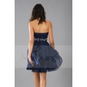 Short Blue Wedding-Guest Dress With Shiny Belt - Ref C113 - 03