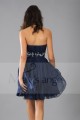 Short Blue Wedding-Guest Dress With Shiny Belt - Ref C113 - 03